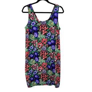 Vintage D.B.Y. Multi Black Purple Floral Sleeveless Mini Shift Dress Junior 13